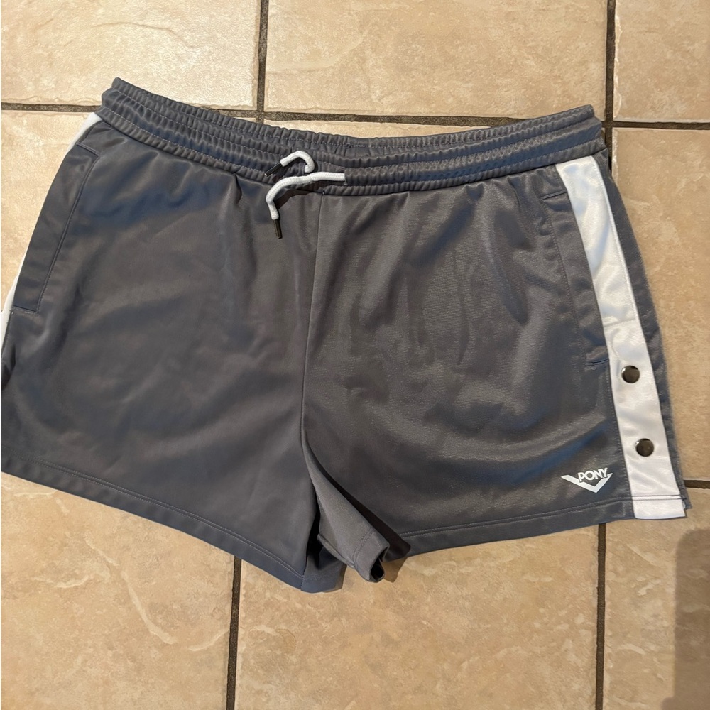 Pony Gray Athletic Shorts‎ with White Stripe-5/$25